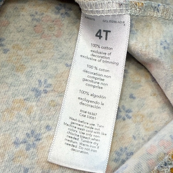 Oshkosh Girls Floral Top - Yellow and Blue - Size 4T - Picture 5 of 11